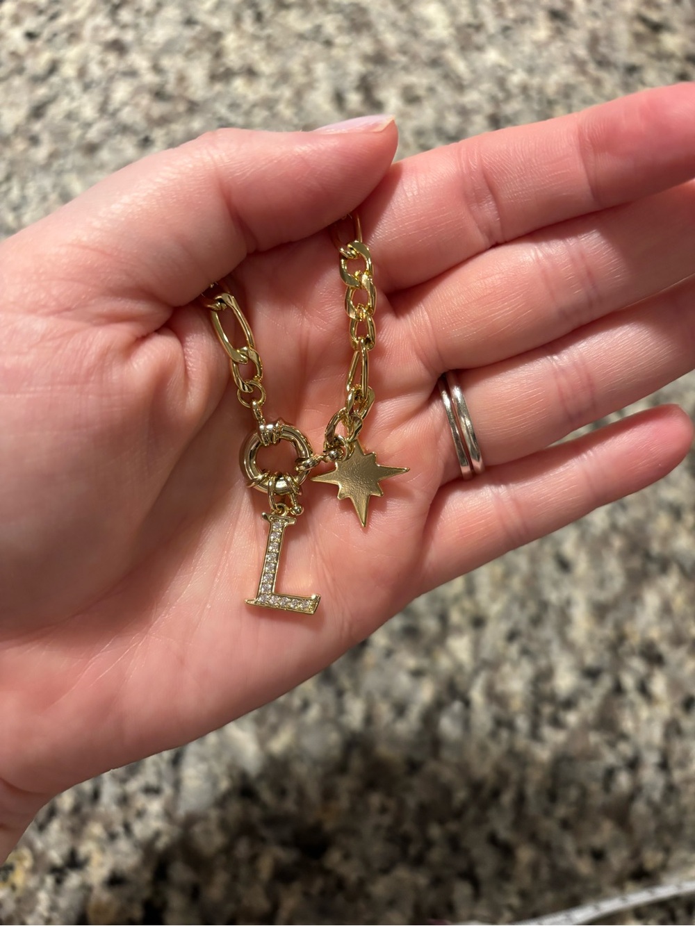 Gold Toned "L" Necklace